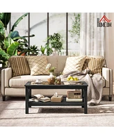 Homcom Coffee Table with Wood Frame for Living Room