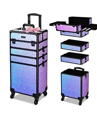 Byootique 4in1 Rolling Makeup Train Case Cosmetic Organizer Wheel Mermaid