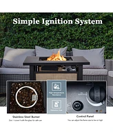 Sugift 25 Inch 40000 Btu Propane Fire Pit Table with Lid and Fire Glass
