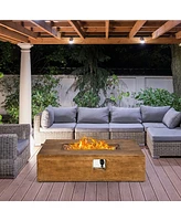 Sugift 48 x 27 Inch Outdoor Gas Fire Pit Table 50 000 Btu with Lava Rocks and Cover