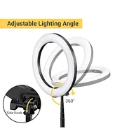 Yescom 10" Folded Selfie Led Ring Light Portable Dimmable for Makeup Livestream YouTube