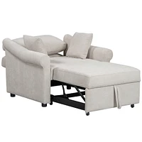 Chenille Convertible Sleep Chair, 3-in-1 Lounger to Bed