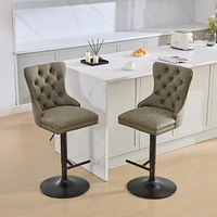 Aged Pu Swivel Barstools with Adjustable Height and Comfortable Backs (Set of 2)