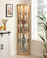 Streamdale Furniture Corner Glass Curio Cabinet with Light