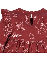 Gerber Baby Girls Holiday Dark Orange Fall Leaves Babydoll Dresses