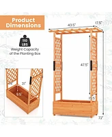 Sugift Raised Garden Bed with Arch Trellis-Orange