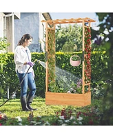 Sugift Raised Garden Bed with Arch Trellis-Orange