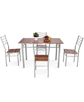 Skonyon 5 Pieces Wood Metal Dining Table Set with 4 Chairs