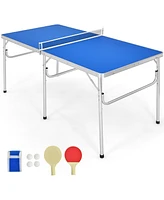 Vebreda 60 Inch Portable Tennis Ping Pong Folding Table with Accessories-Blue