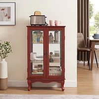 Streamdale Furniture Lighted Display Cabinet with Glass Doors and Adjustable Shelves