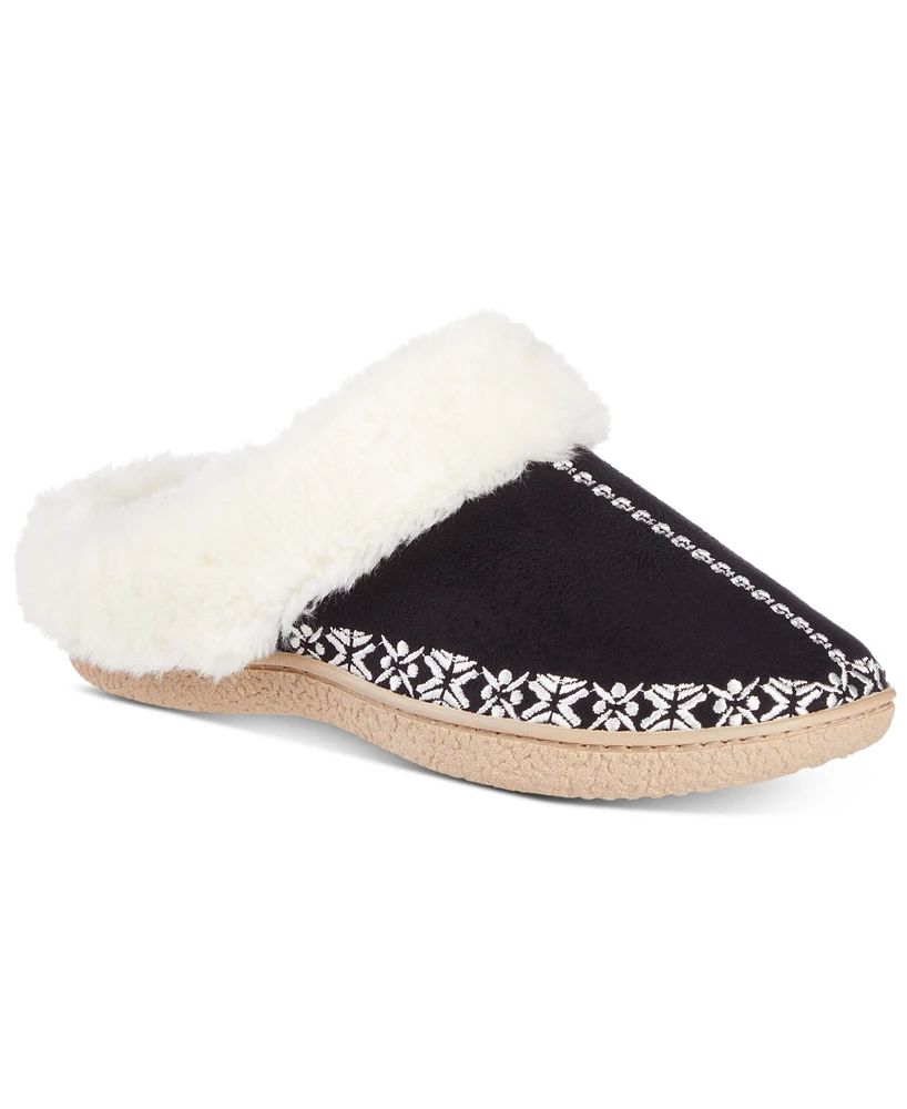 Isotoner Signature Women's Clara Faux-Fur-Trim Clog Slippers