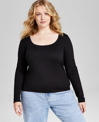 And Now This Trendy Plus Scoop-Neck Long-Sleeve Jersey Top