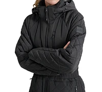 Dkny Women's Quilted Elastic-Waist Hooded Zipper Jacket