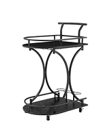 2-Tier Bar Cart with Wine Rack and Glass Holder