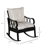 Wicker Rocking Chair with Cushions for Garden, Patio, Backyard