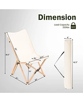 Sugift Set of 2 Bamboo Dorm Chair with Storage Pocket for Camping and Fishing