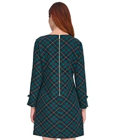 Tommy Hilfiger Women's Plaid Long-Sleeve Bow-Cuff Dress