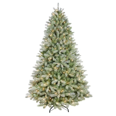 Puleo 7.5' Pre-Lit Glistening Acadia Spruce Artificial Christmas Tree