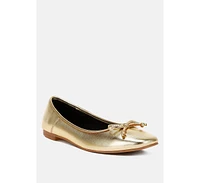 Rag & Co Enchanted Bow Detail Metallic Ballerinas