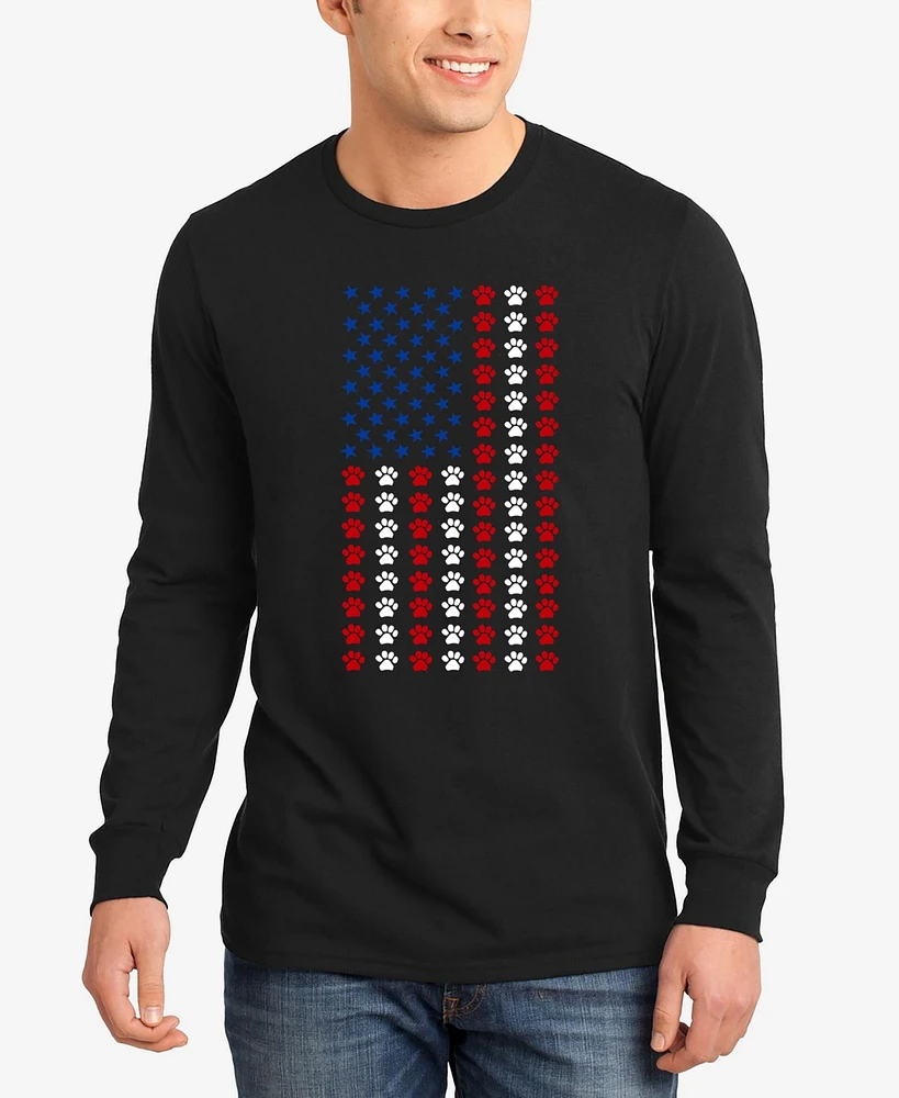 La Pop Art Men's Paws Flag Word Long Sleeve T-Shirt