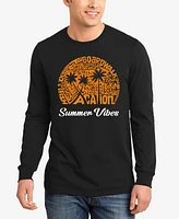 La Pop Art Men's Summer Vibes Word Long Sleeve T-Shirt