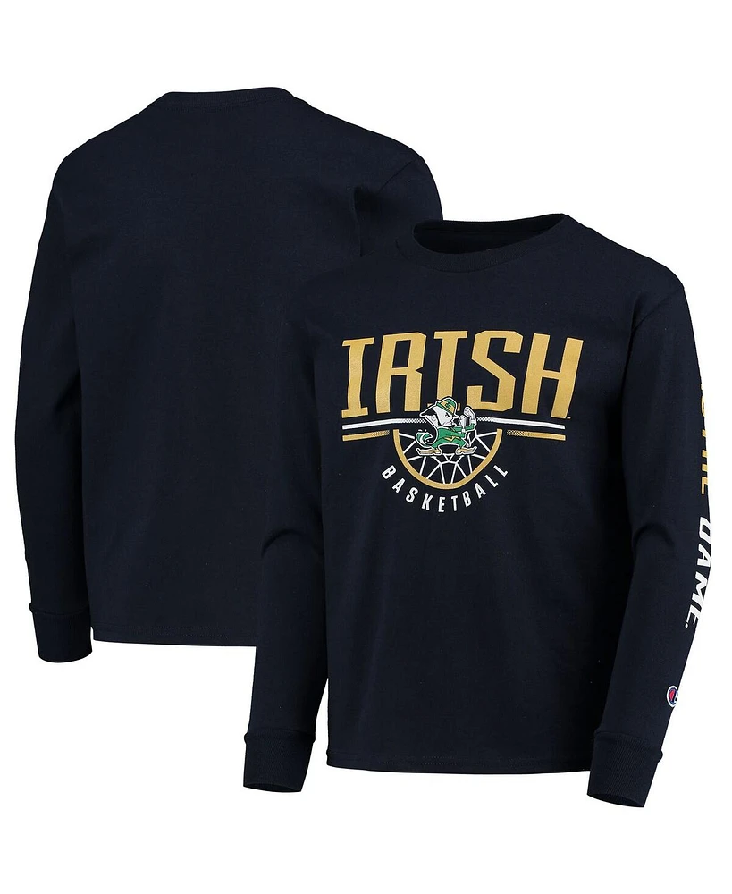 Champion Big Boys and Girls Navy Notre Dame Fighting Irish Basketball Long Sleeve T-Shirt