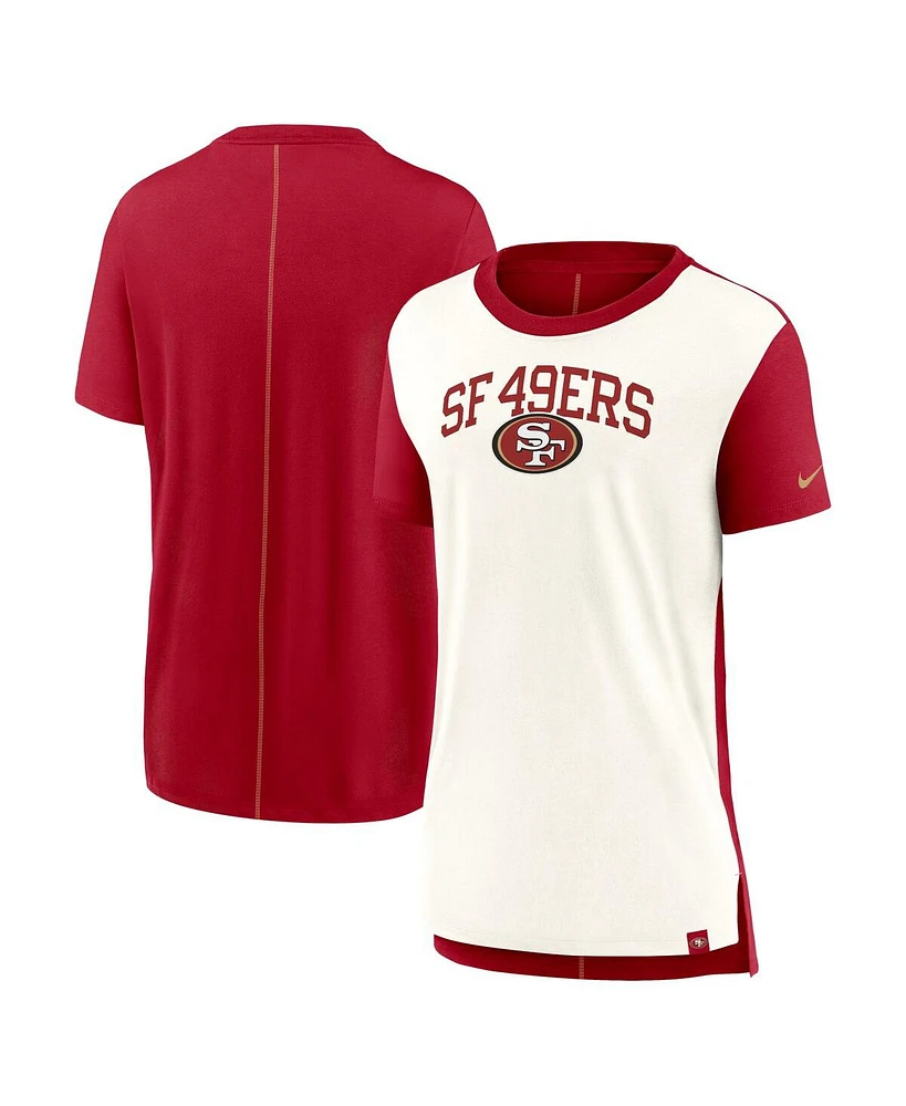 Nike Women's Cream/Scarlet San Francisco 49ers Wordmark Tri-Blend T-Shirt