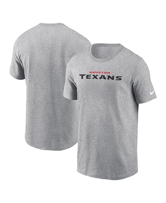 Nike Men's Heather Gray Houston Texans Primetime Wordmark Essential T-Shirt