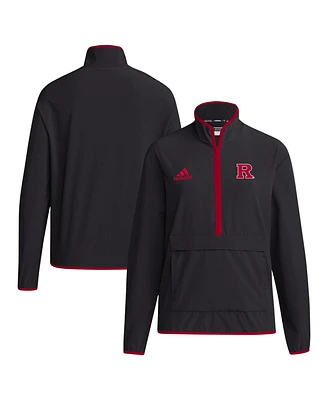 Adidas Men's Black Rutgers Scarlet Knights Coaches Sideline Half-Zip Jacket