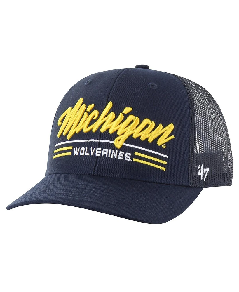 '47 Brand Men's Navy Michigan Wolverines Garner Trucker Adjustable Hat