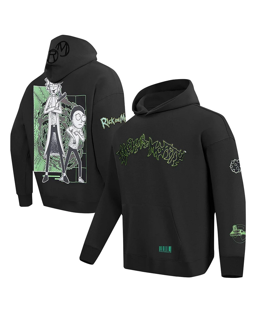 Freeze Max Men's Black Rick And Morty '90s Rave Rickvival Pullover Hoodie