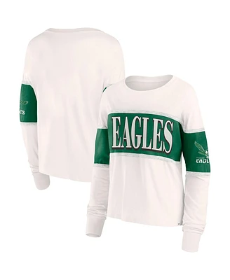 Fanatics Women's Cream Philadelphia Eagles Antique Block Long Sleeve T-Shirt