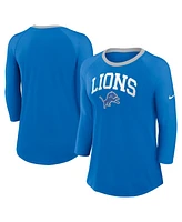 Nike Women's Blue Detroit Lions Raglan 3/4 Sleeve T-Shirt