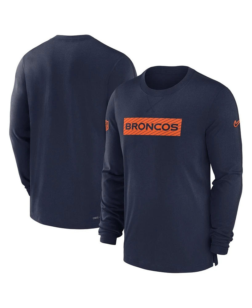 Nike Men's Navy Denver Broncos Sideline Player Performance Long Sleeve T-Shirt