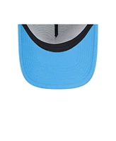 New Era Men's Stone/Light Blue Houston Oilers 2024 Sideline Historic 9FORTY A-Frame Trucker Adjustable Hat