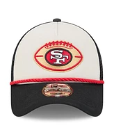 New Era Men's Stone/Black San Francisco 49ers 2024 Sideline Historic 9FORTY A-Frame Trucker Adjustable Hat