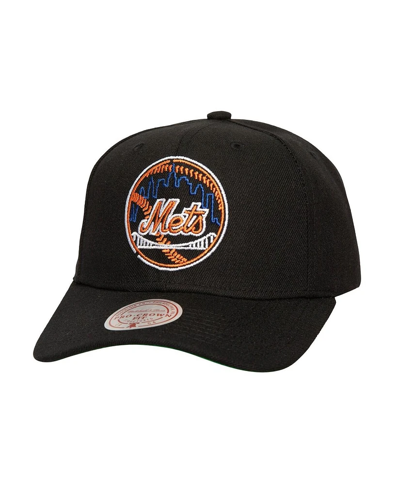 Mitchell & Ness Men's Black New York Mets Neon Logo Pro Crown Adjustable Hat