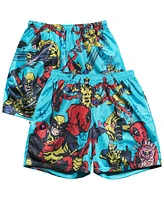 Chalk Line Men's Light Blue Deadpool Wolverine Best Bubs Retro Shorts