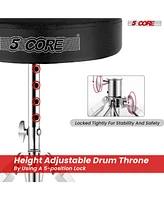 5 Core Drum Throne Comfortable Padded Guitar Stool Height Adjustable Music Dj Chair Heavy Duty Seat - Black