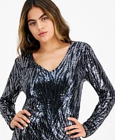 Bar Iii Petite Disco Dot Sequined V-Neck Mini Dress, Created for Macy's