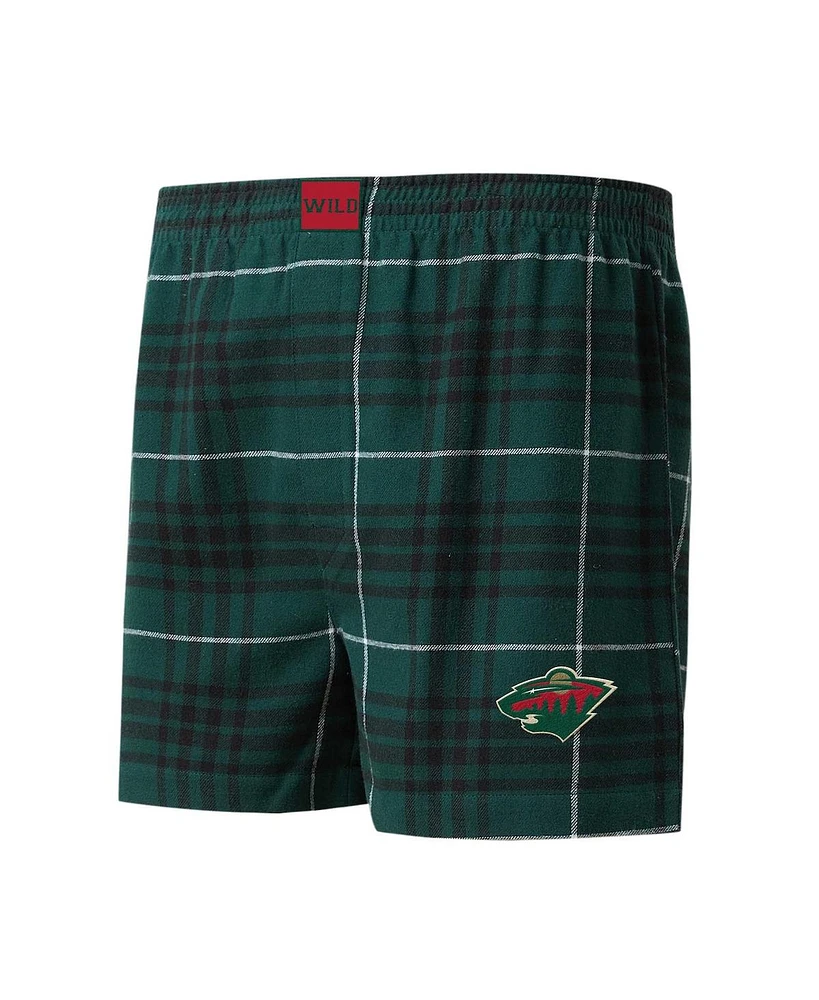 Concepts Sport Men's Green/Black Minnesota Wild Concord Flannel Boxers