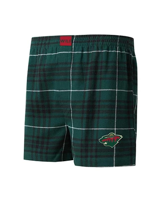 Concepts Sport Men's Green/Black Minnesota Wild Concord Flannel Boxers