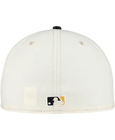 New Era Men's Cream Pittsburgh Pirates Game Night Leather Visor 59FIFTY Fitted Hat