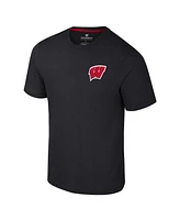 Colosseum Men's Black Wisconsin Badgers Logo Lockup 2-Hit Active Blend T-Shirt