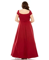 Mac Duggal Women's Cap Sleeve Square Neck Ball Gown