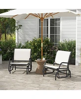 Streamdale Furniture Metal Frame Porch Glider Set with Mesh Fabric and Curved Armrests