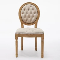 Streamdale Furniture French Antique Velvet Dining Chairs with Nailhead Trim (Beige, Set of 2)