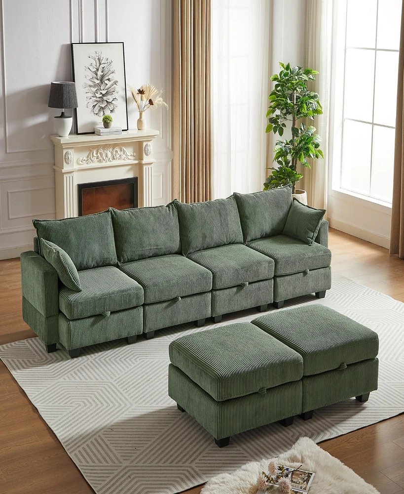 Simplie Fun Modular Sectional Sofa with Storage and Convertible Sleeper