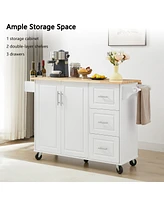 Streamdale Furniture Versatile Kitchen Island: Drop Leaf, Rolling Cart, Storage, White