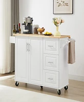 Streamdale Furniture Versatile Kitchen Island: Drop Leaf, Rolling Cart, Storage, White